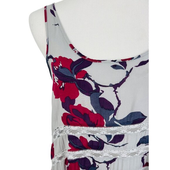 Free People Gray Floral Voile & Lace Slip Dress | Boho Grunge Fairy Cottagecore - Picture 3 of 16
